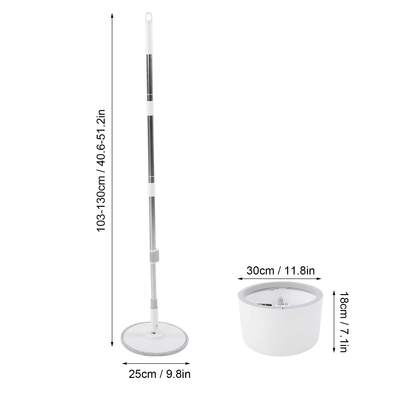 Uniwersalny Mop Obrotowy, Mop Do Podłóg ze Stali Nierdzewnej z Wiadrem, Do Czyszczenia Obracany o 360 Stopni, Nakładki z Mikrofibry, Uchwyt od 103 130 Cm, Czyszczenia Okien na Podłogach w Domu