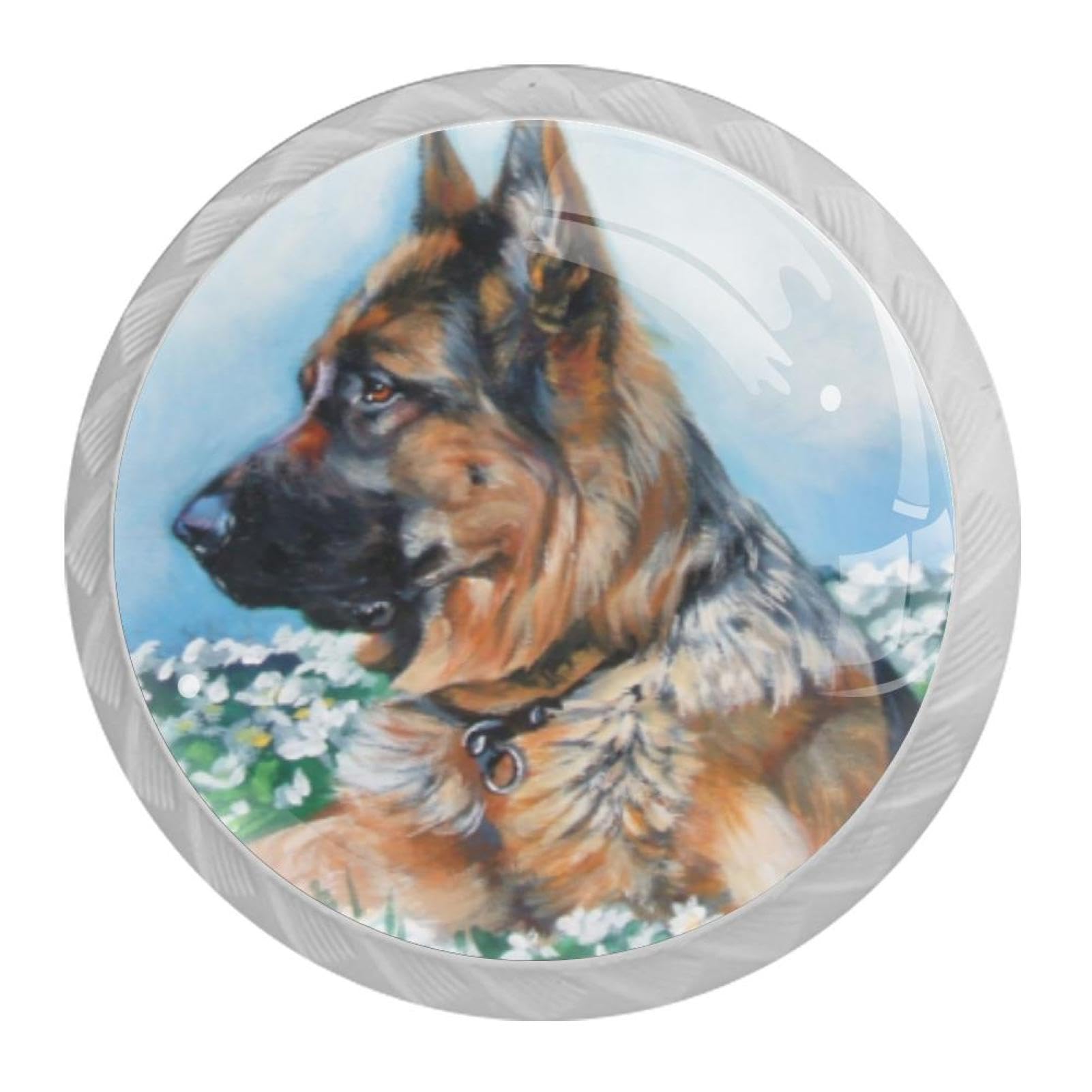 Tqmspg 4 Pieces Drawer Pulls German Shepherd Door Knobs Dresser Handles for Kitchen Wardrobe Cupboard Hardware Furniture