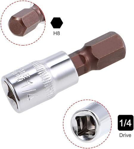 Miniatura 6 de uxcell 2 piezas de 14 de pulgada x H6 (0.236 in), brocas de acero S2 CR-V, 1.496 in de longitud, uso con llave de trinquete, barra deslizante,