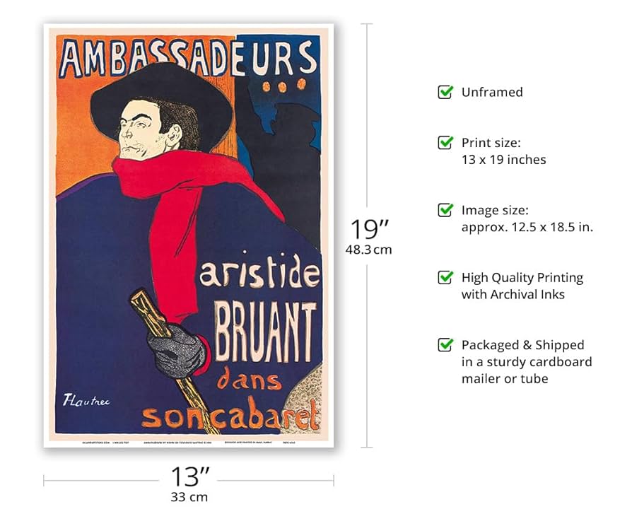 ロートレック 【AMBASSADEURS】　lithograph Ambassadeurs: Aristide Bruant dans son cabaret, Henri de