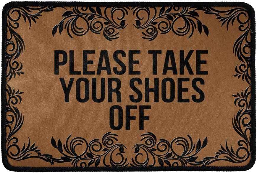 Bioputty Welcome Mat Please Take Your Shoes Off Printing,Doormat Non Slip Outdoor Funny Door Mat Non Slip for Indoor Entryway Areas Home Door Mat Rugs 18x30in