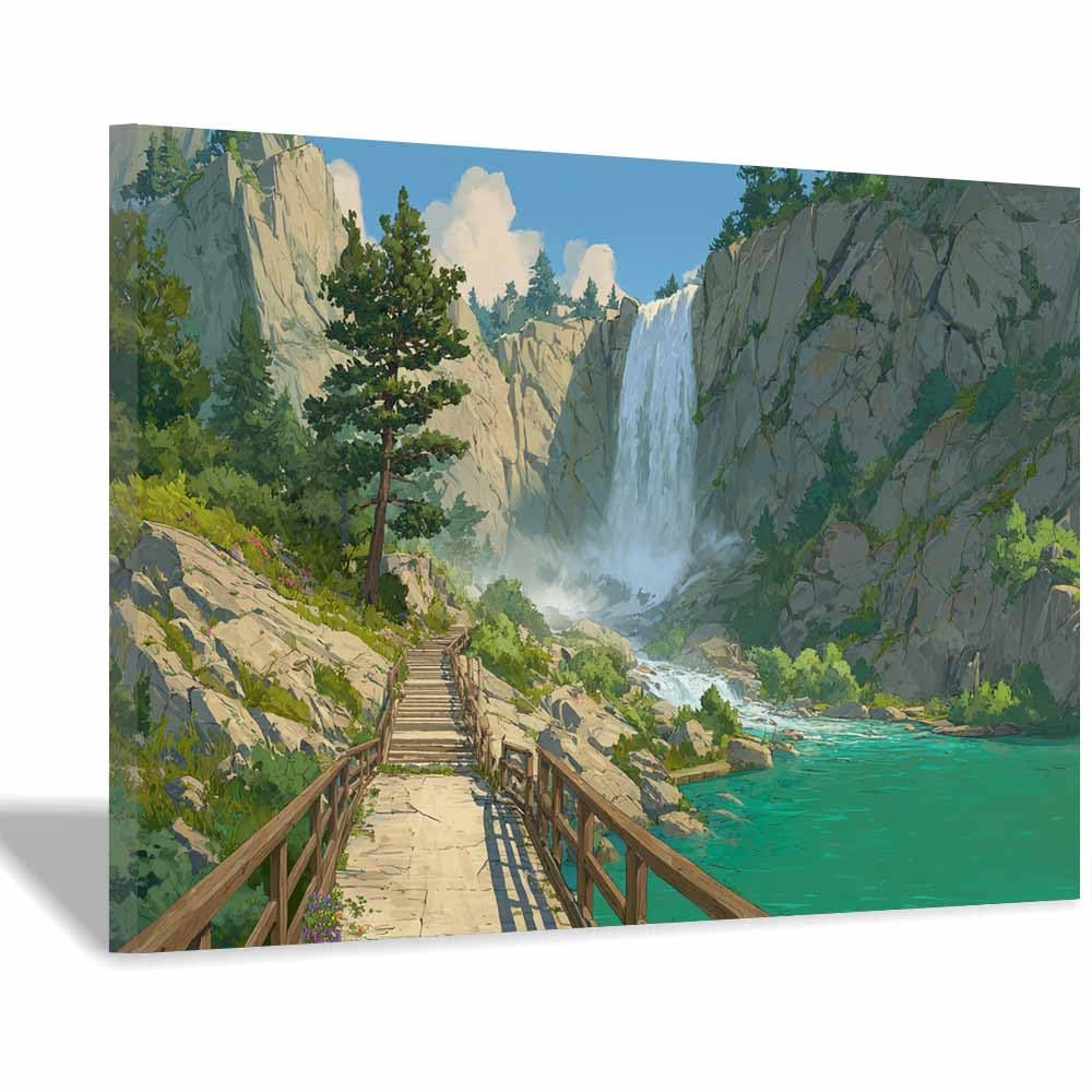 HOQIU Vintage wall art Sunset Lake Docks Views decorative painting, wall art, for Living Room Bathroom Bedroom Kitchen Decoration.(Multicolor)-60x80cm Framed