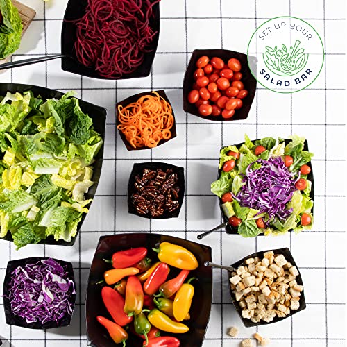 Plasticpro Disposable Square Serving Bowls, Party Snack Or Salad Bowl, Plastic Clear Or White Pack Of 4 (8 Ounce, Black) #TOP2