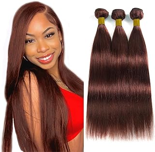 26 28 30 Inch Color #33 Bundles Reddish Brown Straight Human Hair Bundles Brazilian Copper Red Bundles Human Hair Color 33 Straight Bundles Copper Bundles Hair Weave