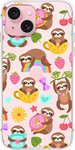 Miniatura 8 de Blingy's Funda para iPhone 15, para mujeres y niñas, lindo patrón de lunares, colorido diseño de dibujos animados, transparente de TPU suave, funda