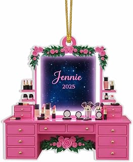 Personalized Makeup Christmas Ornament - 2D Flat Acrylic Galaxy Vanity Make Up Ornament, Gifts for Makeup Artists, Girls, Professional, Cosmetologist, Beauty Lovers, 4 5 6 Inches Size Options