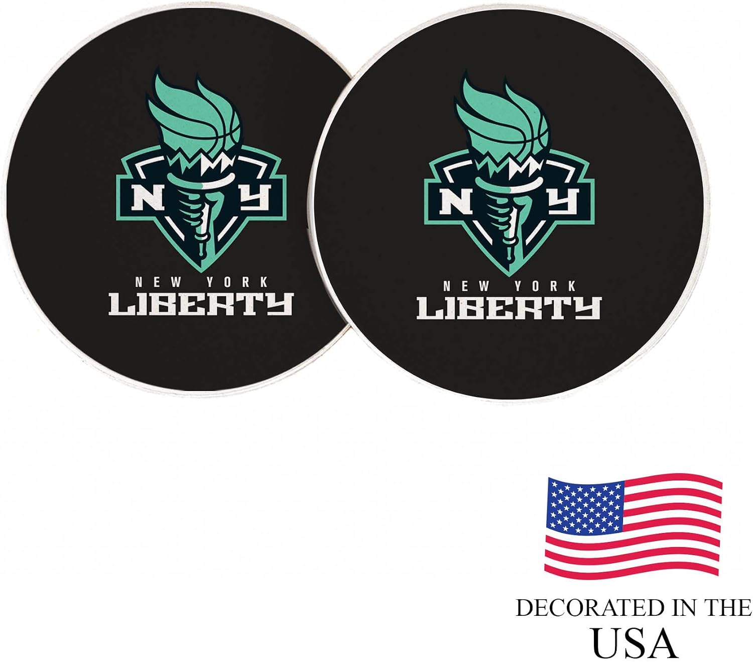 Desert Cactus New York Liberty Car Accessories WNBA Women's Basketball League Absorbent Sandstone Cup Coasters Licensed Product Set of 2 (Design E)