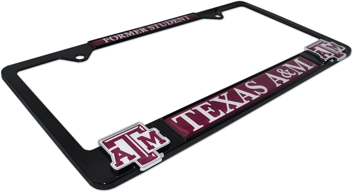 Elektroplate Officially Licensed – Texas A&M University Former Student Black Metal License Plate Frame with 3D Logos affixed | Premium Metal Car Tag Holder | Weather-Proof Automotive Accessory