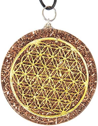 Flower of Life Orgone Pendant, EMF Protection, Powerful Energy Generator, Metatron's Cube Merkaba 7 Chakras Crystals Stones Orgone Pendant, Orgonite Pendant for Healing, Reiki,Protection,Powerful