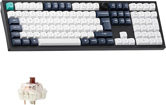 Keychron Q6 Max Wireless Mechanical Keyboard, QMK Bluetooth/2.4 GHz/Wired, Full Size Programmable Knob RGB Backlit Hot-Swappable Gateron Brown Tactile Switch for Mac Windows LinuxUK Layout - Black