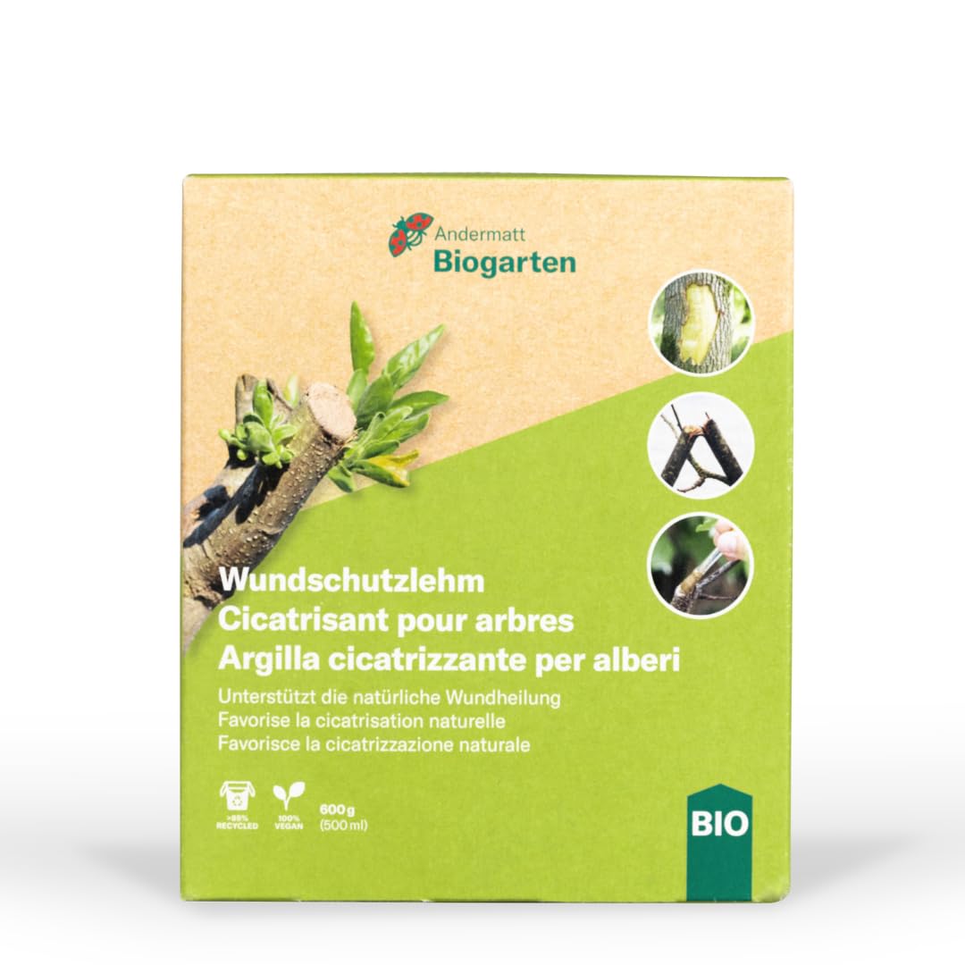 Andermatt Biogarten Wundschutzlehm 600 g – Baumwunde behandeln, Baumschnitt versiegeln, Wundverschluss für Bäume, Baum Wundpflege bei Frostriss, Rindenschaden & Astschnitt