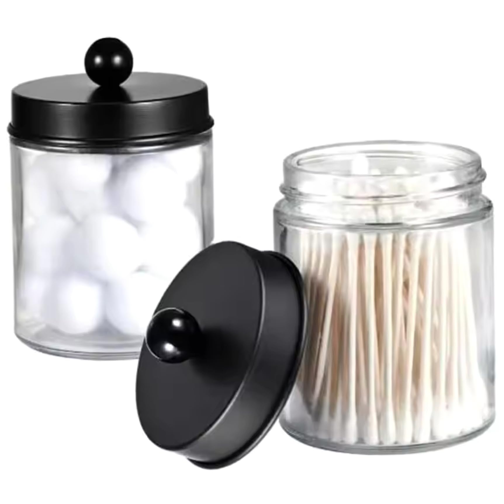 Organizador de bastoncillos de algodón y lápiz labial para tocador de baño moderno