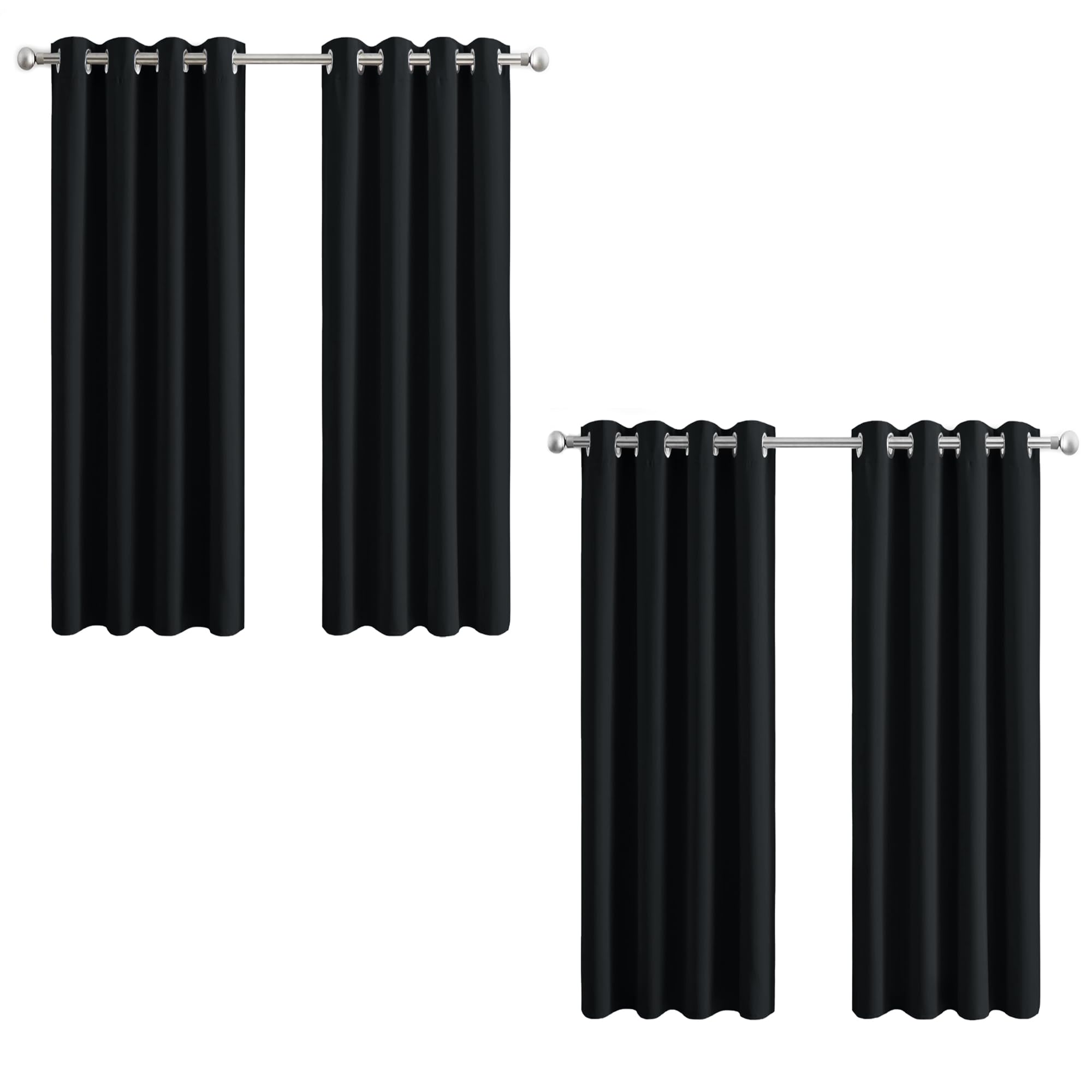 Aspire Homeware Blackout Curtains for Bedroom - Thermal Eyelet Black Curtains Window Treatments Super Soft Ring Top Living Room Curtain & Drapes 4 Panels 46 x 54 inch Drop