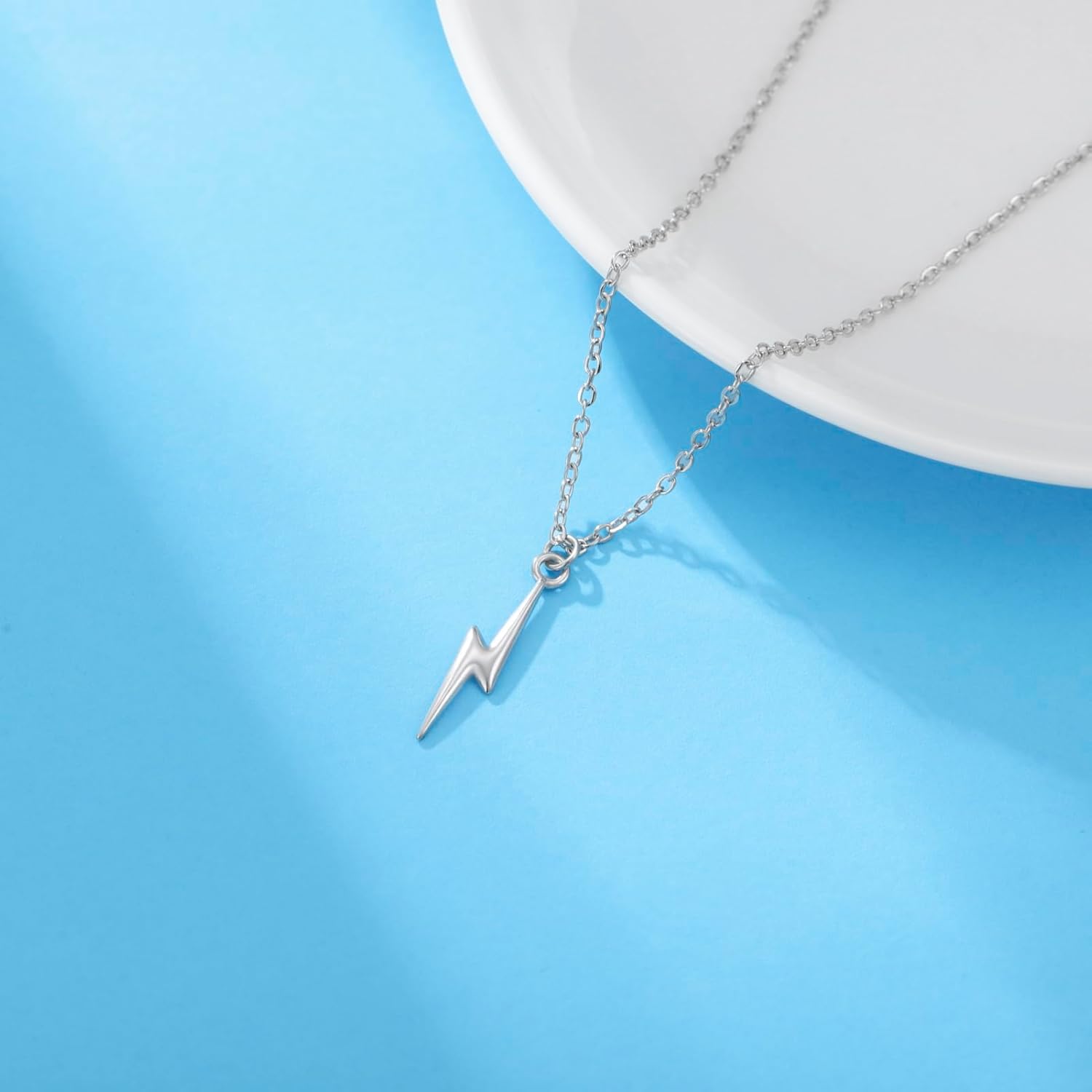 Amaxer Adjustable Length Lightning Bolt Necklace Minimalist Jewelry for Women Men Trendy Stainless Steel Pendant for Daily Wear - Image 4