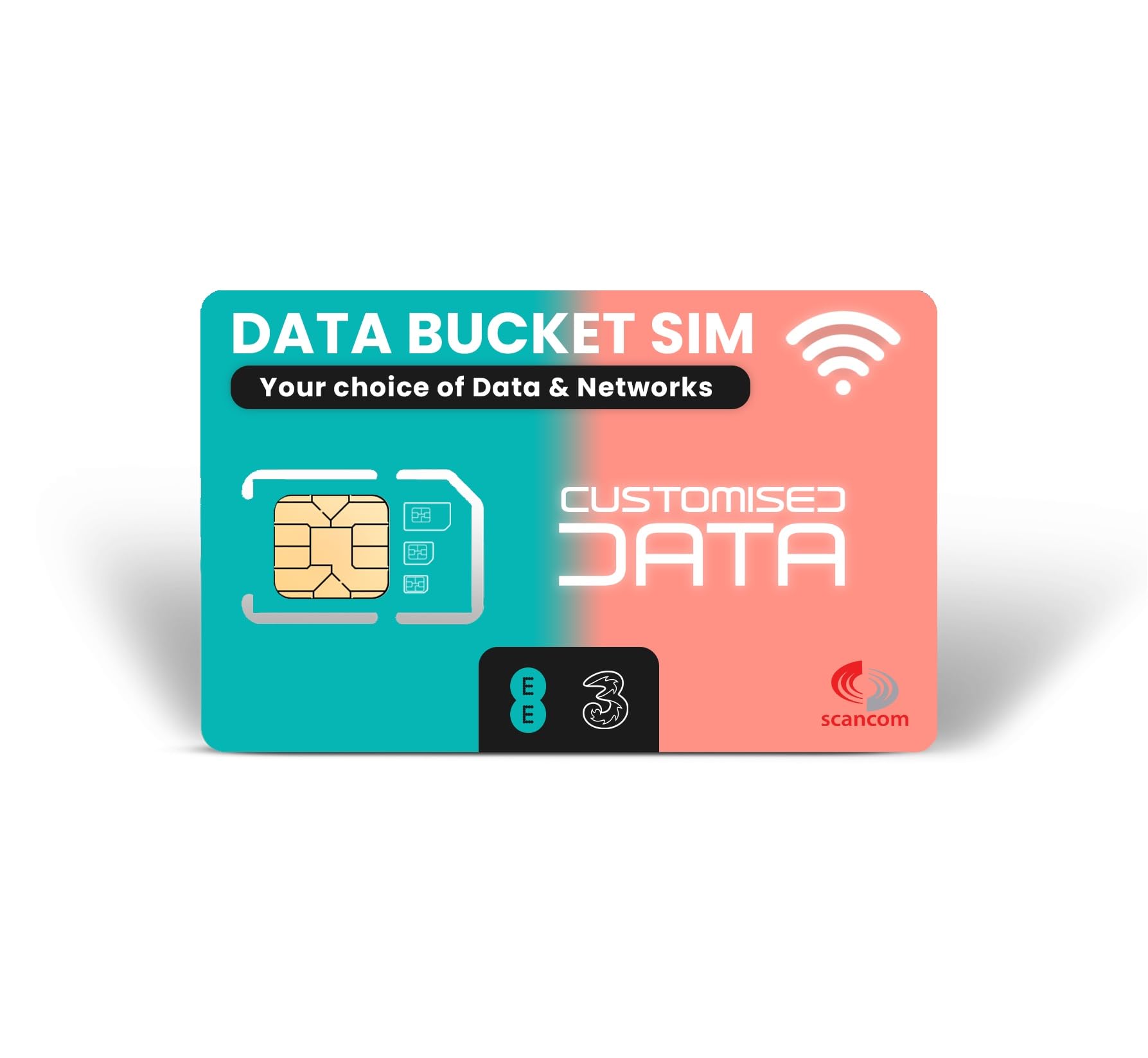 Scancom Construisez votre propre carte SIM de données – Choisissez votre combinaison Data Bucket entre EE, Trois, O2 et Vodafone (EE et Trois, 75 Go)