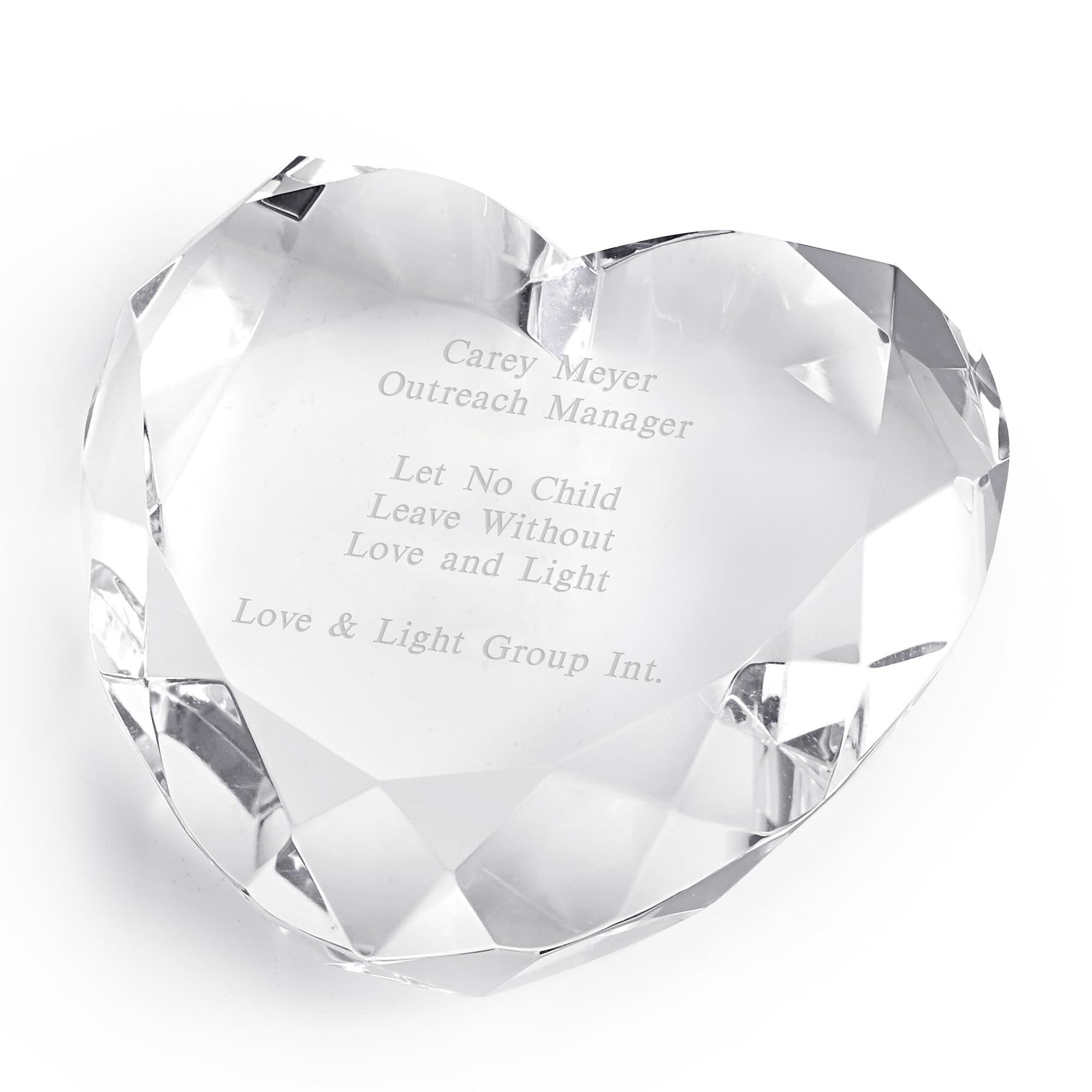 THINGS REMEMBERED Clear Crystal Heart Shaped Paperweight (Free Customization)