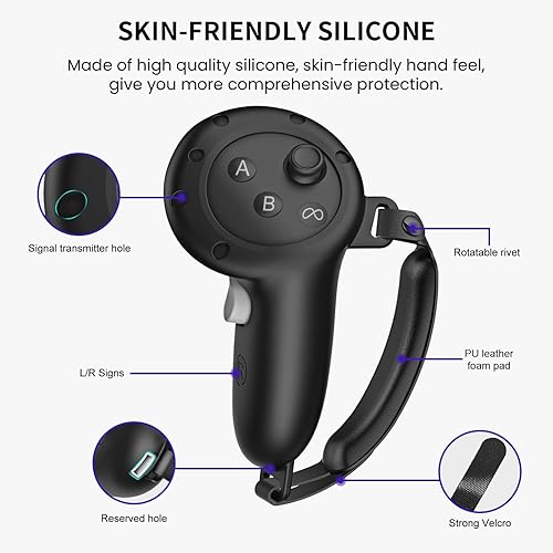 Miniatura 5 de Accesorios VR para Meta Quest 3, juego de funda protectora de silicona 2 en 1 y funda de agarre para controlador compatible con Meta Oculus Quest 3,