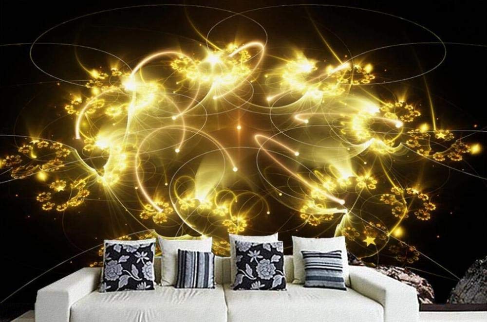 Peinture murale nordique art abstrait doré WLLLO 350x245 cm