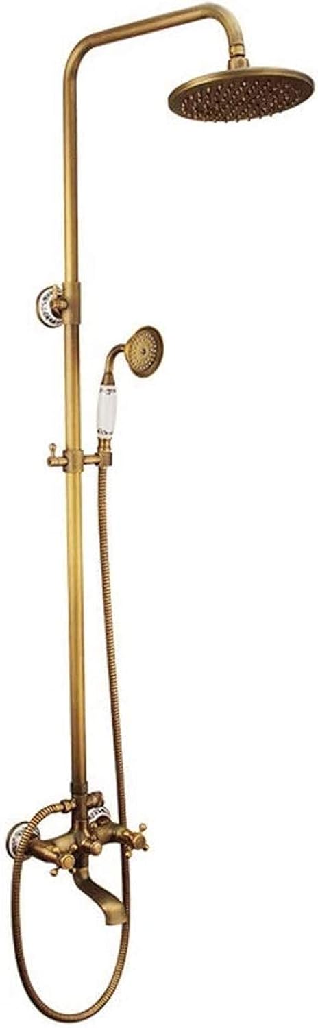 Shower Set Shower Set Adjustable Copper Shower Shower Spray Rainfall Brass Bathroom Shower Faucet Head Wall-Mounted Antique Hand-held Spray Head Thermostatic Bathtub Shower Faucet