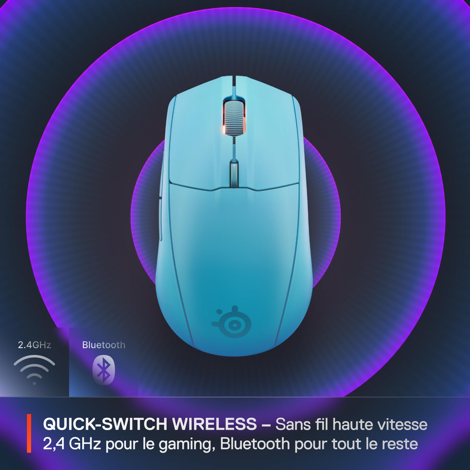 SteelSeries Rival 3 Wireless Gen 2 Souris Gaming sans Fil - 2,4 GHz et Bluetooth - TrueMove Capteur Optique TrueMove Air 18000 DPI - Durabilité 60 mil de clics - Poids léger - Patins 100% PTFE - Aqua
