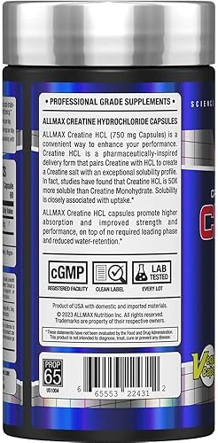 Miniatura 2 de ALLMAX Essentials Creatina HCL, 750 mg, 90 cápsulas