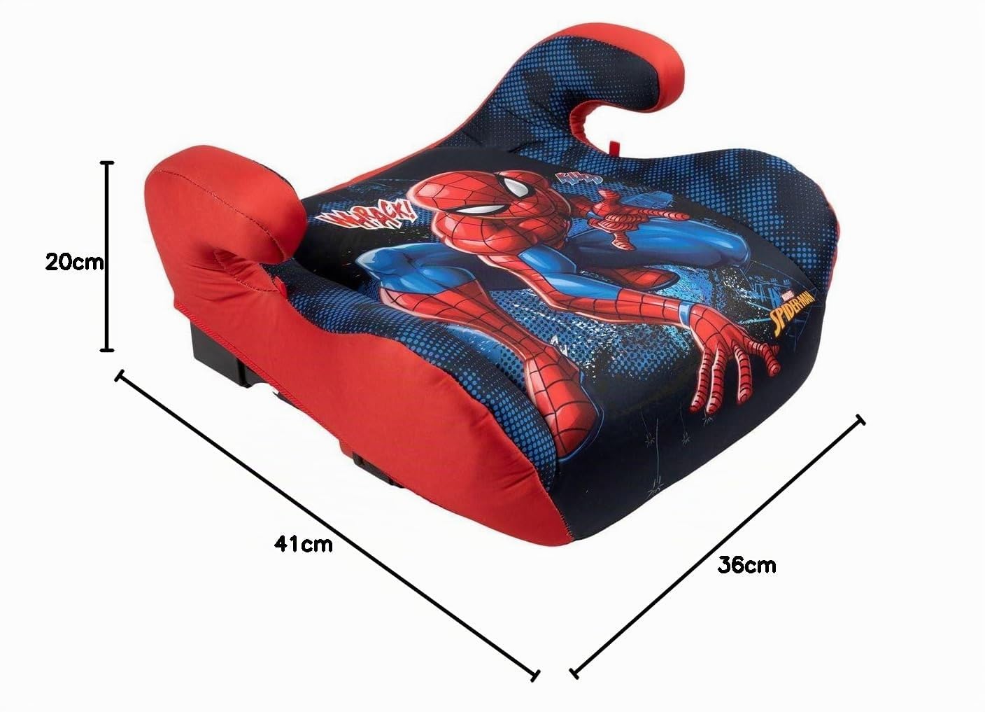 Asiento trasero infantil Marvel Spiderman i-Size ECE R129 ISOFIX, 12-150 cm, 22-36 kg, 6-12 años, grupo 3, fácil de transportar, extraíble y lavable