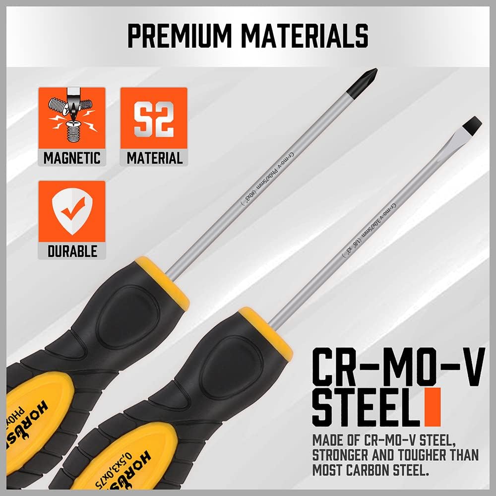 11-piece Magnetic Screwdriver Set with Toolbox, HORUSDY Professional Cushion Grip 5 Phillips and 5 Flat Head Tips, 1 Magnetizer demagnetizer, Tools for Men : Tools & Home Improvement