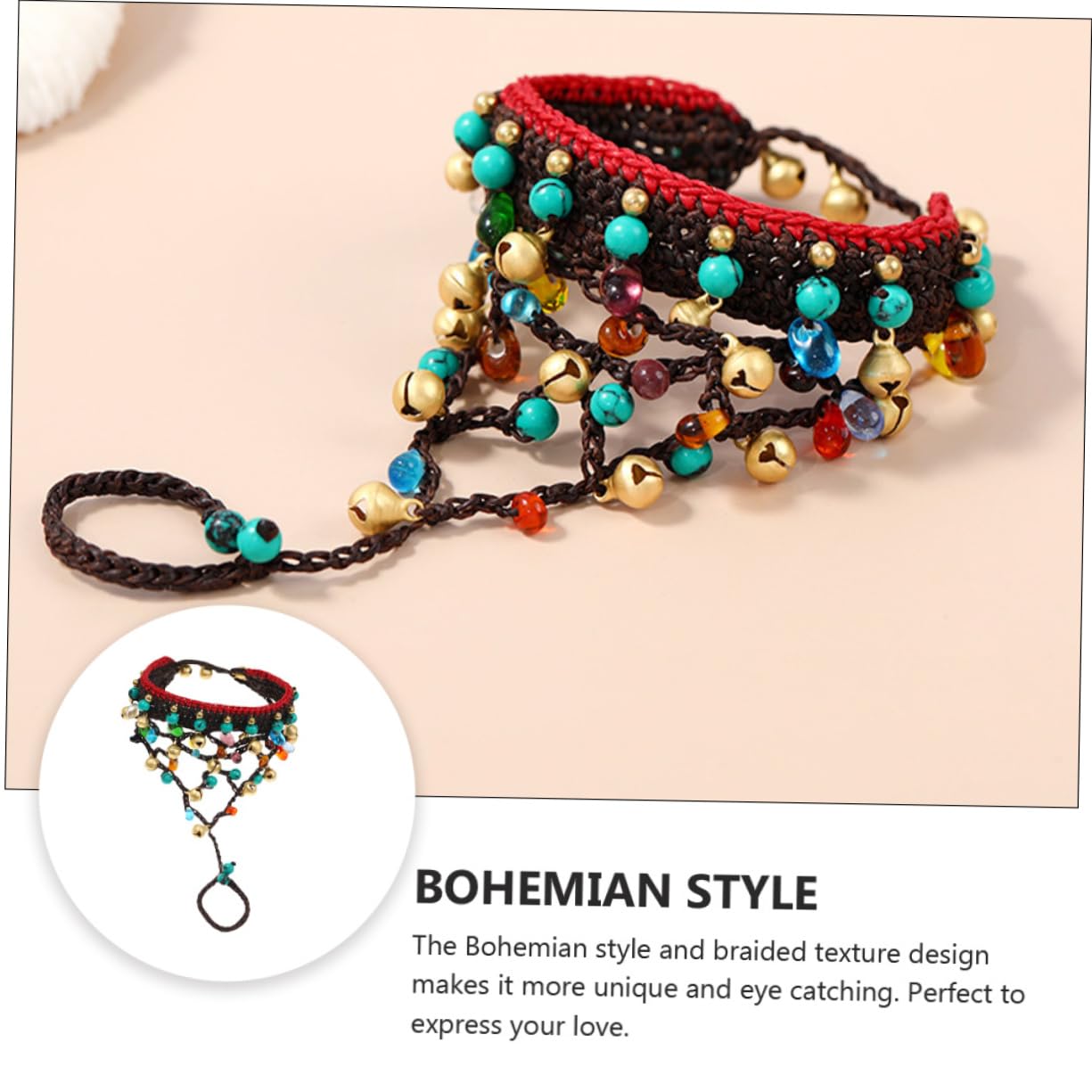 2piezas Bohemian Style Braided Finger Bracelet for Women Unique Wrist Chain Fashion Accessory for Daily Wear and Travel