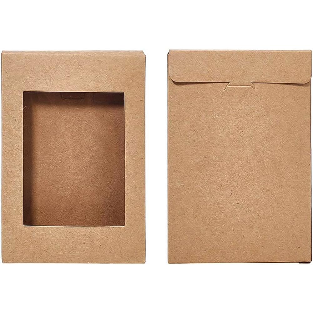 BENECREAT 36 Bruine Kraftdoosjes Met Venster – 7,5x7,5x3 Cm – Voor Snoep, Koekjes En Desserts 4 miniatura