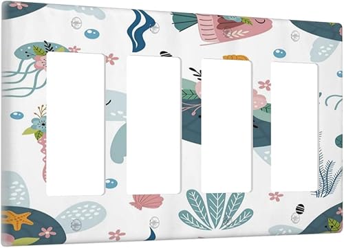 Miniatura 68 de Cubierta de Interruptor de Luz de 1 Gang con Escena de Flores de Grecia Mediterránea, Dispositivo Individual Basculante/GFCI, Placa Decorativa