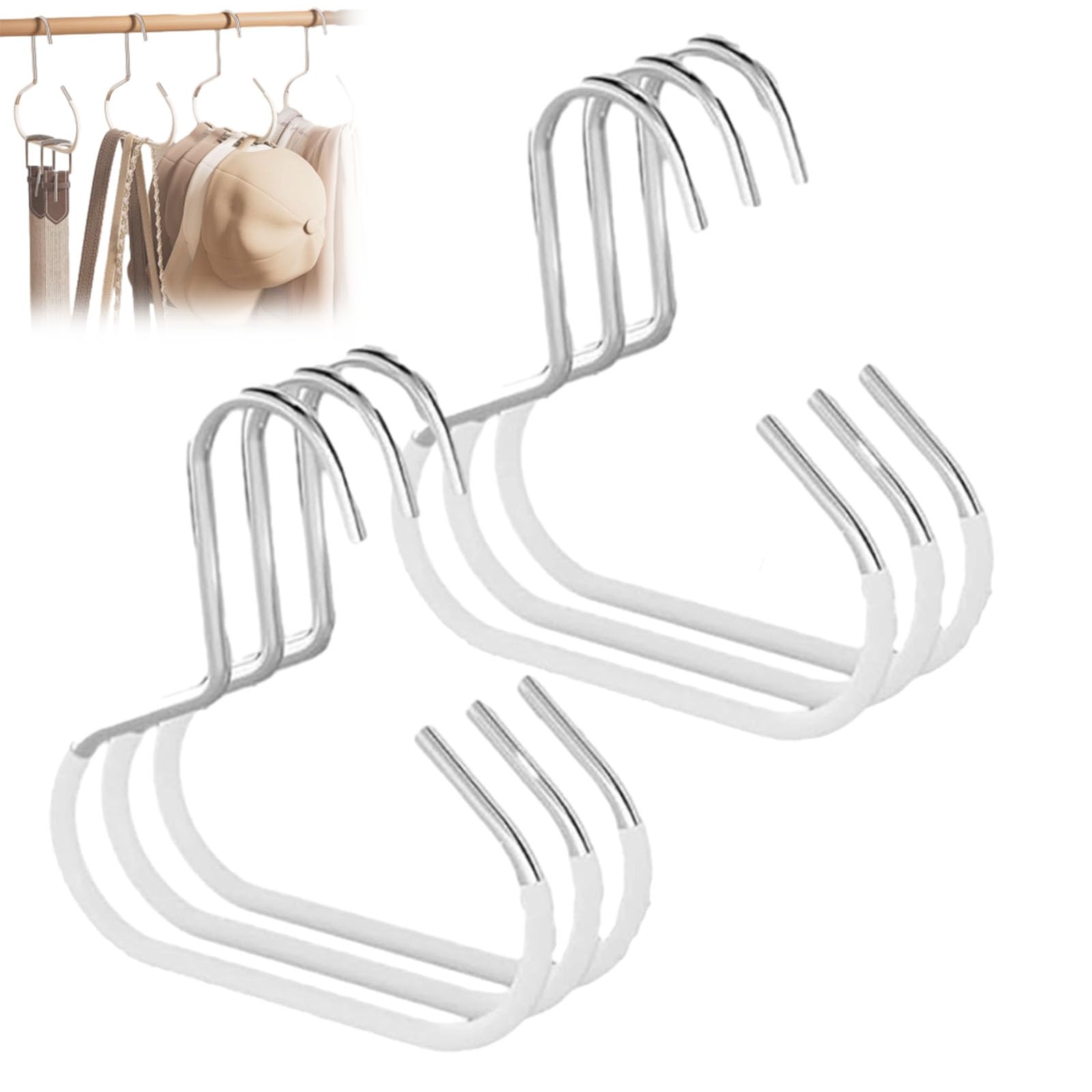 Durable Steel Hangers: Maximize Closet Space with Versatile Storage, Hat Organizer for Closet, Stainless Steel Hat Hangers, Space-Saving Hat Rack for Shawl, Scarf and Accessory (White, 6pcs)