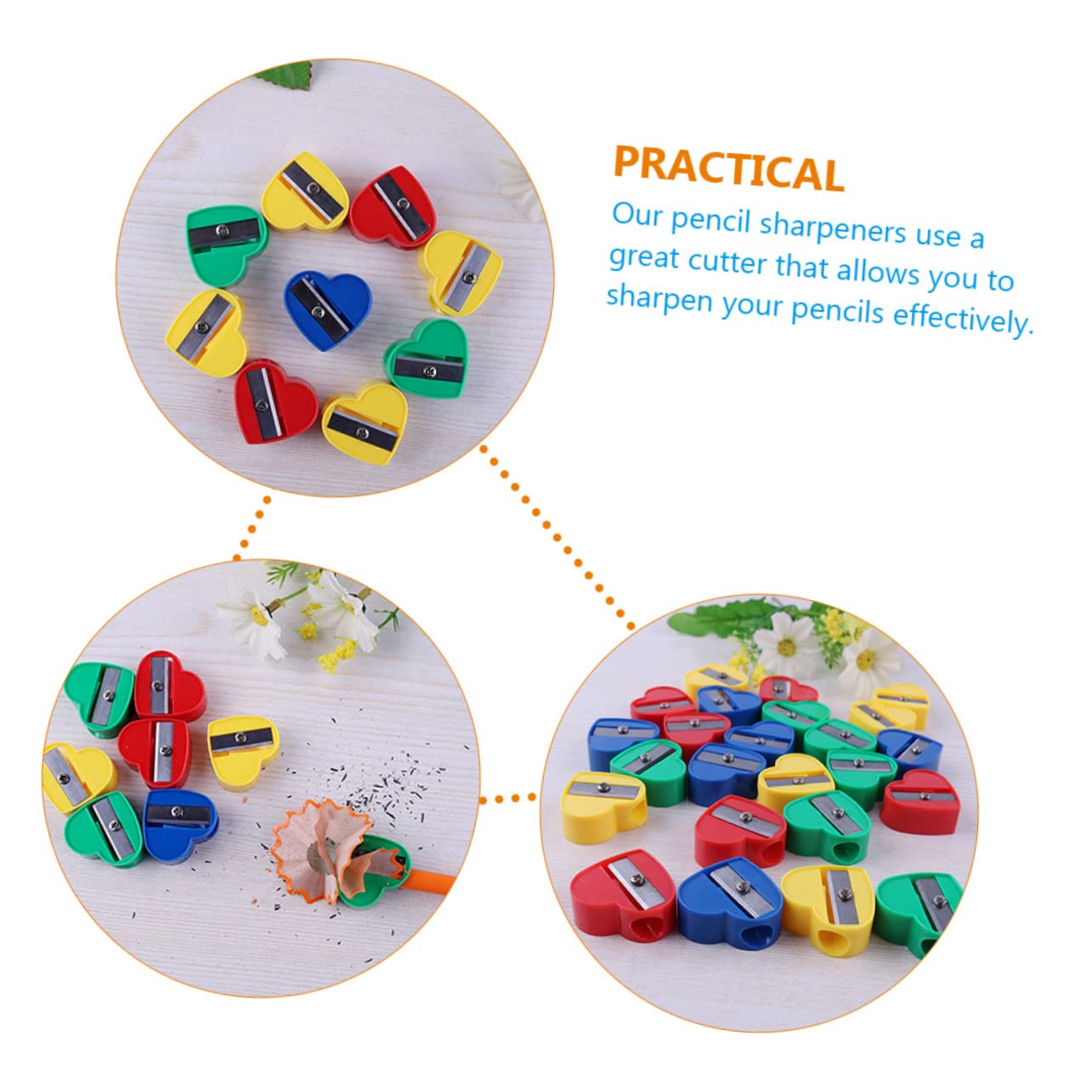 4 Set Di Temperamatite A Forma Di Cuore Per Bambini Mini Strumento Di Cancelleria Manuale Per Forniture Scolastiche Uso in Ufficio 40 Pezzi * 4