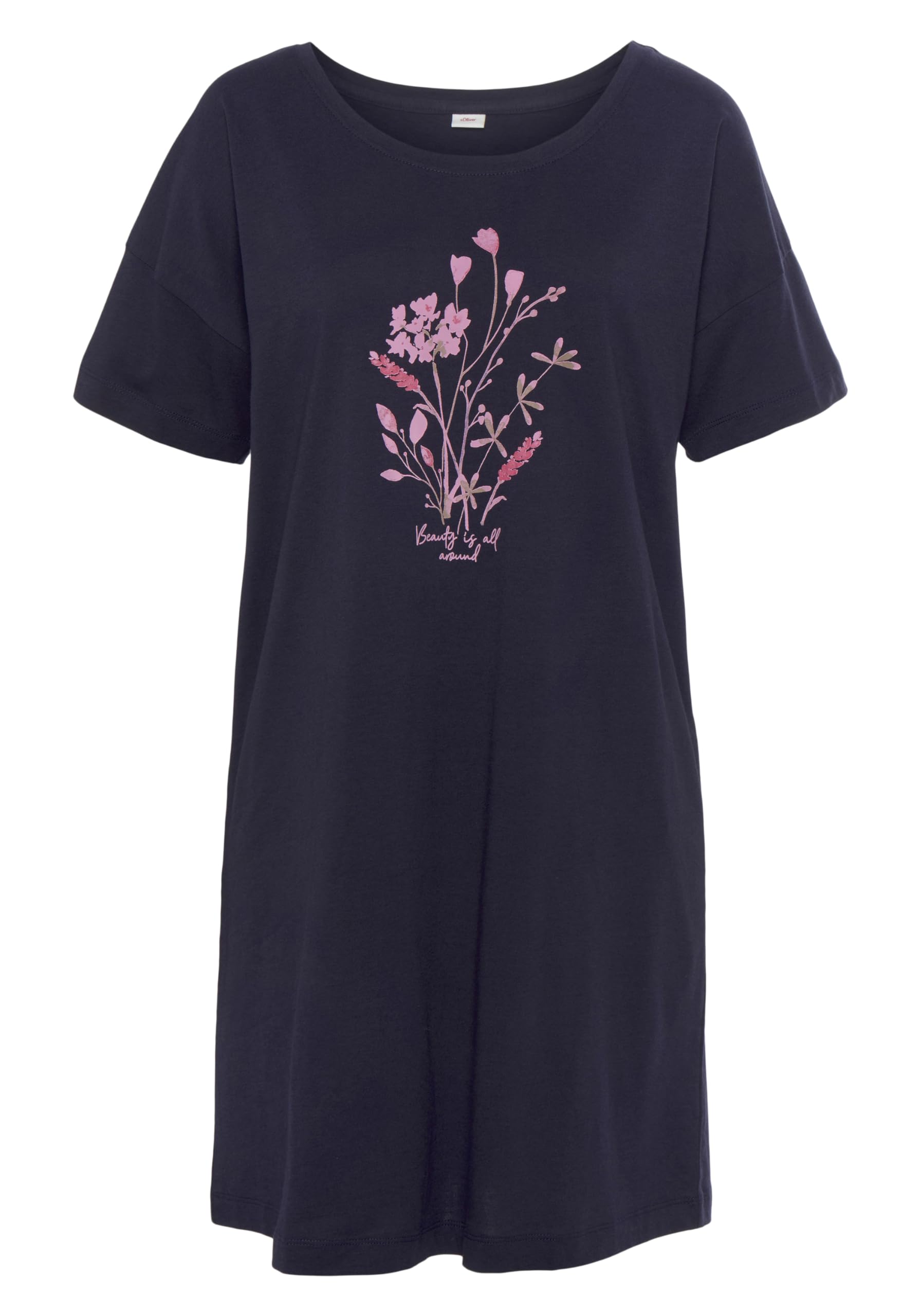 s.Oliver Damska 91186042 koszula nocna, ciemnoniebieska, oversize, granatowy, oversized