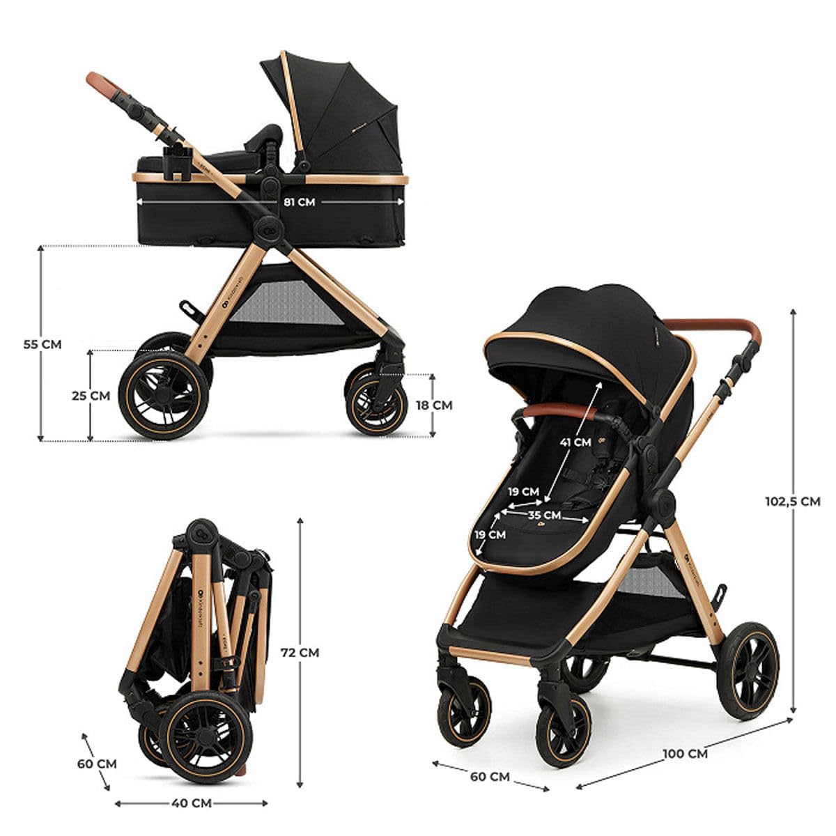 Kinderkraft Poussette combinée ESME PRO 3 en 1, noire