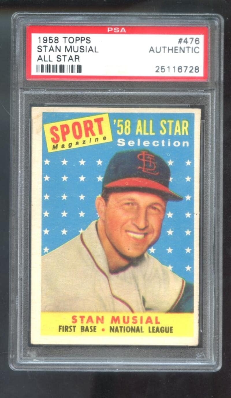 1958 Topps #476 Stan Musial All-Star Sport Magazine PSA AUTHENTIC Graded Baseball Card