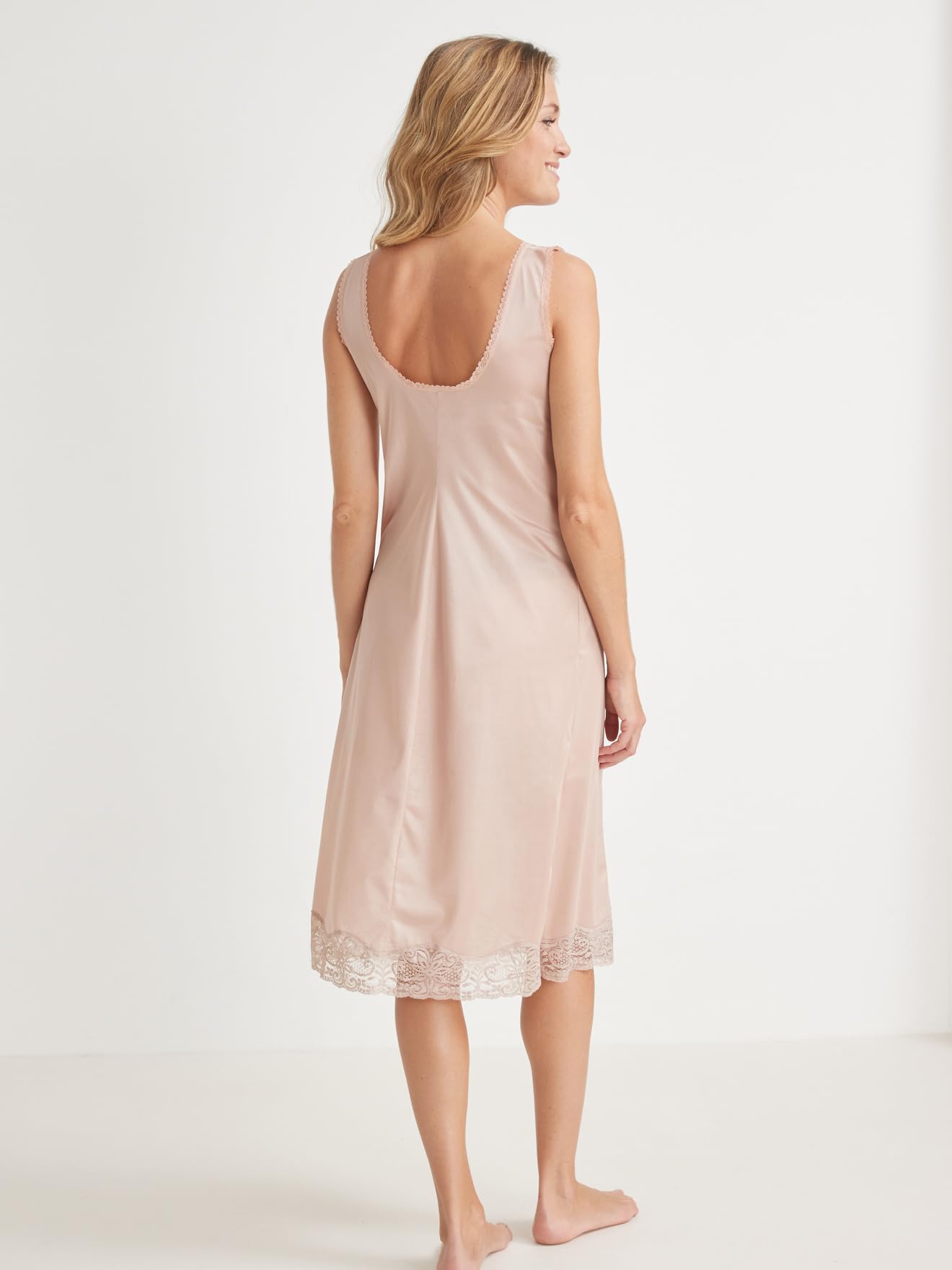Fond de Robe en Maille Longueur 90cm - Femme - Taille : 42 - Couleur : Pêche