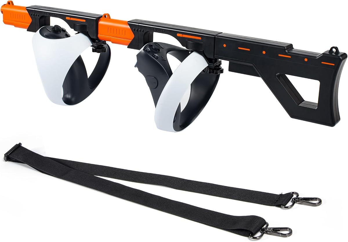 DEVASO Magnetic VR Gun Stock for PSVR2, 3-in-1 Changing VR Handle Accessories for Playstation VR2, Handle Attachment with Shoulder Straps for Enhance FPS Gaming Experience