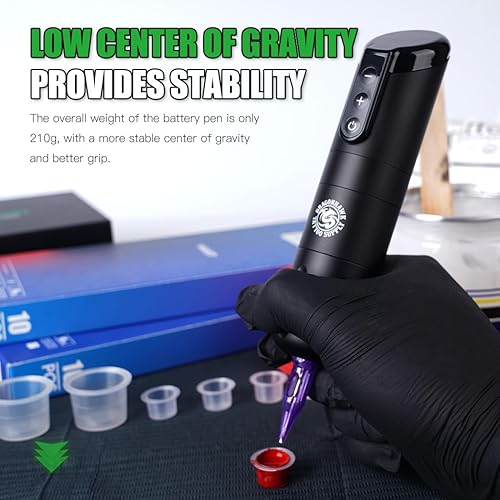 Miniatura 7 de Dragonhawk Kit de pistola de tatuaje Kit de tatuaje inalámbrico para principiantes, kit completo de máquina de tatuaje, fuente de alimentación de