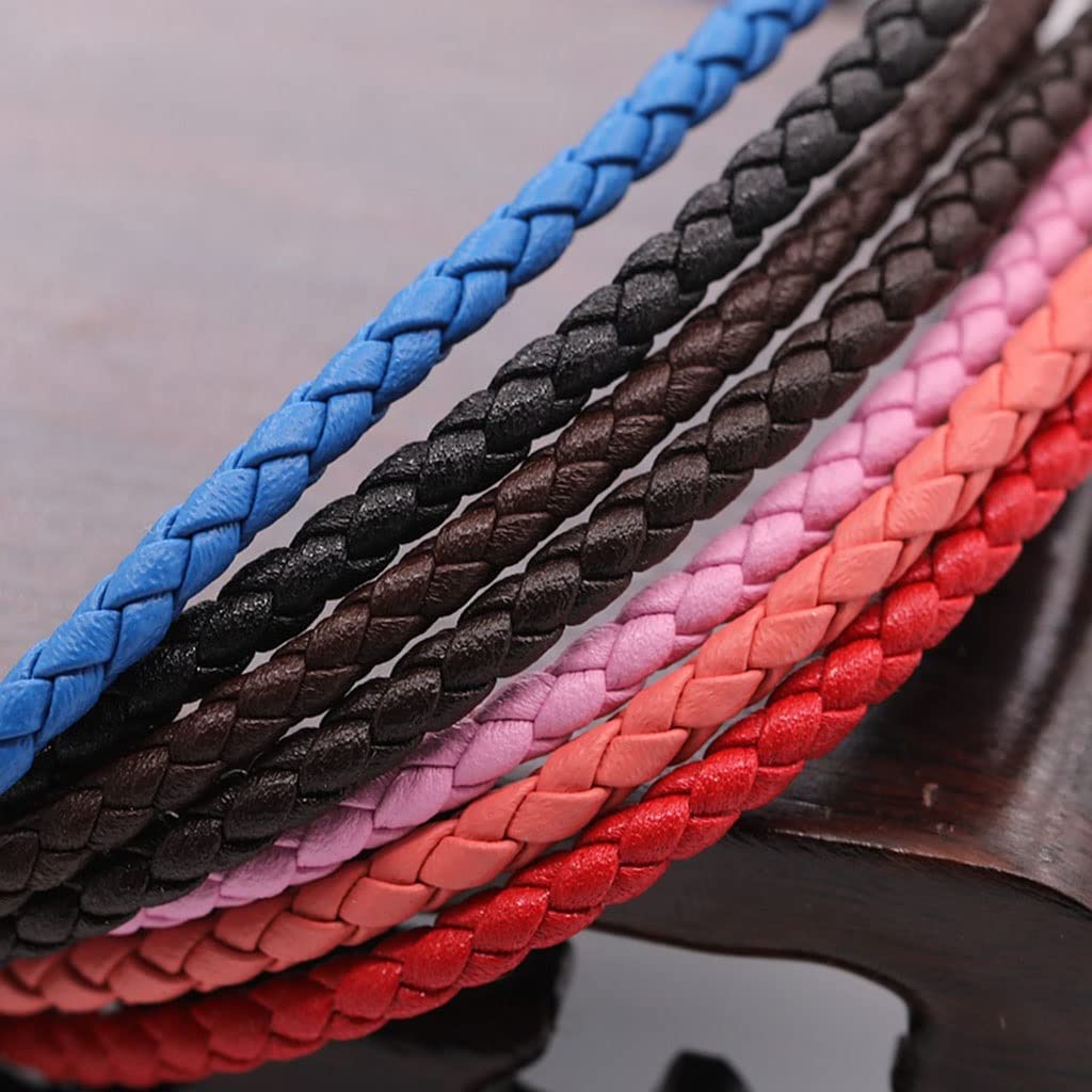 Cordon tressé en cuir fait à la main - Bords épais de 3 mm - Bracelet tressé de 2 m - Café