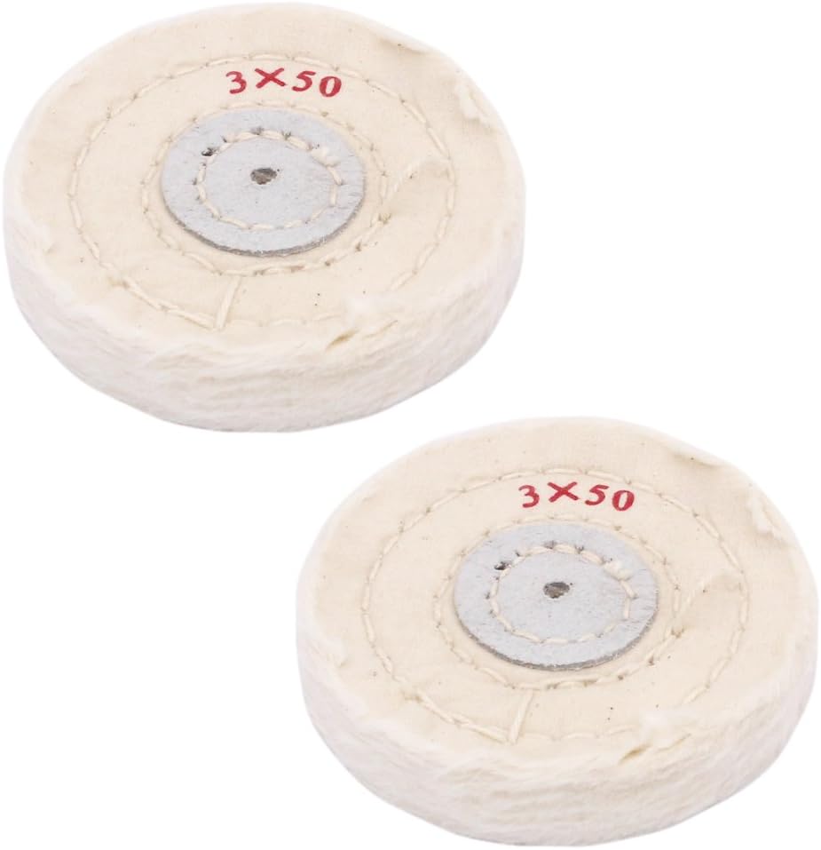 NIUPIKA White Soft Cotton Polishing Buff Wheel Bench Grinder with Arbor Hole (3 Inch (50 Ply))