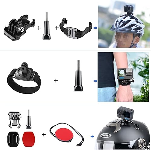 Miniatura 5 de Juego de accesorios para cámara de acción para GoPro Hero 13 12 11 10 9 8 Max 7 6 5 4 Negro GoPro 2018 Session Fusion Silver White Insta360 DJI