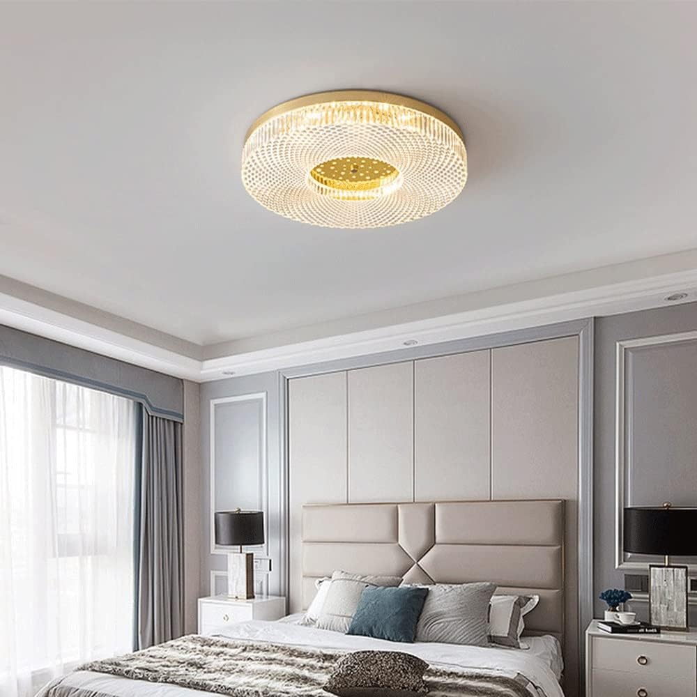 36/48W LED Flush Mount Lighting Fixture Copper Metal Close to Ceiling Lights Postmodern Ceiling Lamp for Bedroom Kitchen,Garage,Living Room, Dining Room ( Color : Gold(36W) , Size : Tricolor Light )