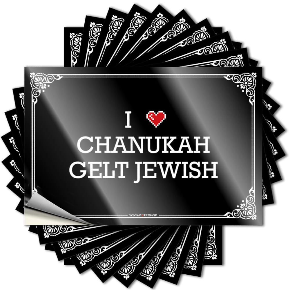 Cocoa Stickers - Plush Layered Bottle I Love Chanukah Gelt Jewish(6X9CM)