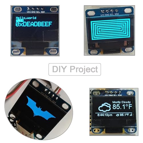 Miniatura 6 de DIYmalls Módulo de pantalla OLED de 0.96 pulgadas I2C IIC Dirección 0x3C 4pin 128x64 S S - D - 1306 3.3V-5V Azul para Arduino Nano ESP8266 ESP32
