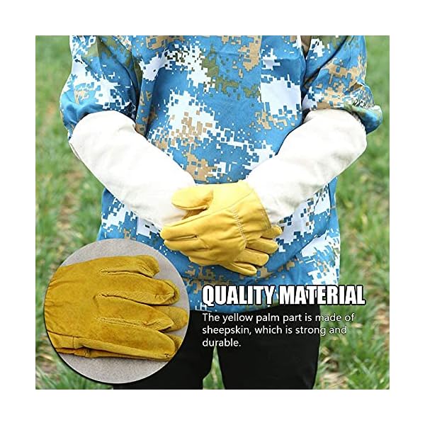 Imker-Handschuhe, Ziegenleder, groß, Schutzhandschuhe für Imker, 50 cm, mit belüfteten Ärmeln (WH) – Bild 8