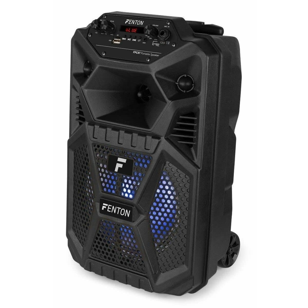 CASSA AMPLIFICATA PORTATILE ATTIVA 100W 8" BLUETOOTH + BATTERIA RICARICABILE + MICROFONO WIRELESS + USB MICRO SD + TELECOMANDO