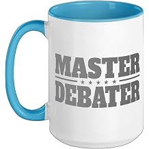 MASTER DEBATER DEBATING CHAMPION Ceramic Mug, Blue/White, 15oz