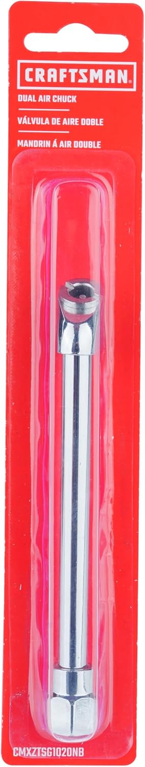 CRAFTSMAN Dual Air Chuck, 1/4-in Female NPT Threads, Extended Reach for Hard-to-Reach Valves