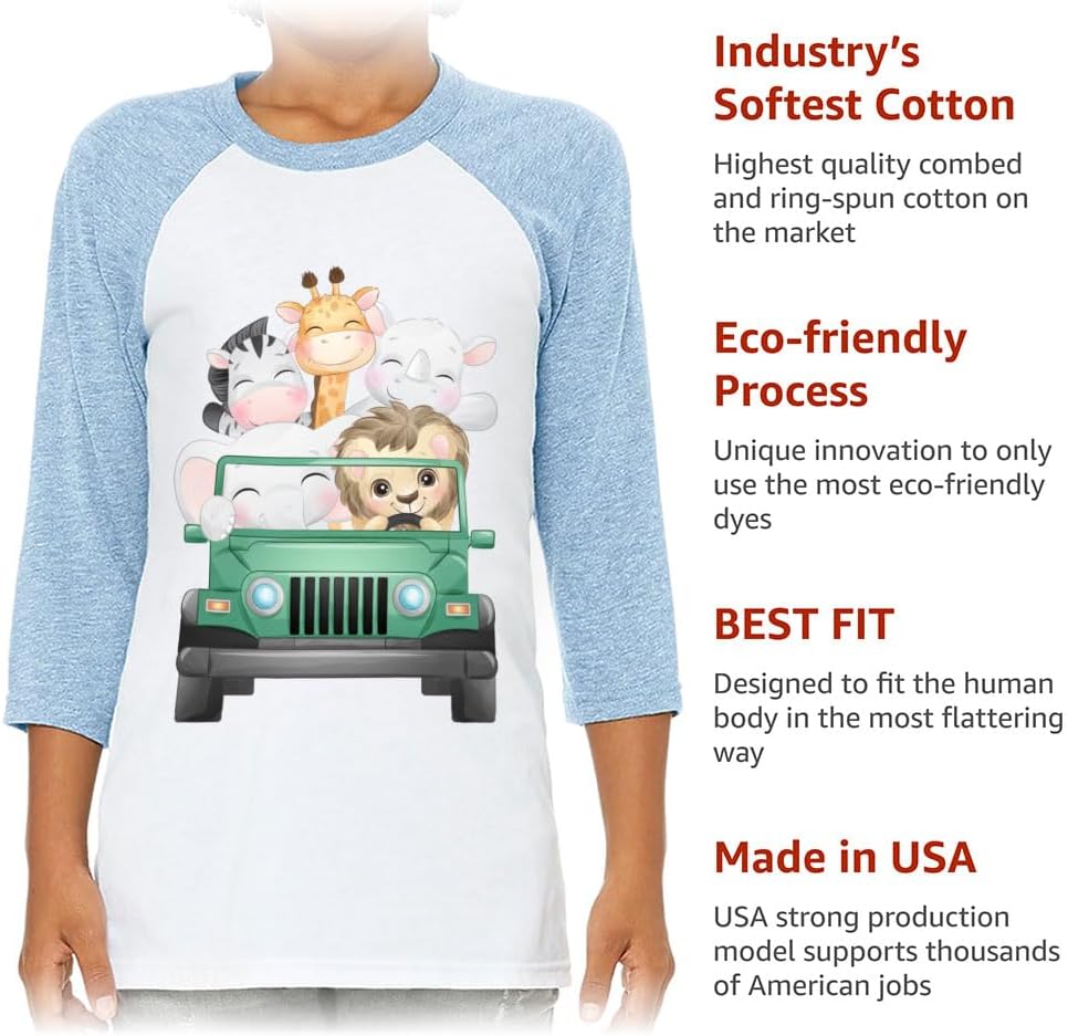 Cartoon Animals Kids' Baseball T-Shirt - Items for Kids