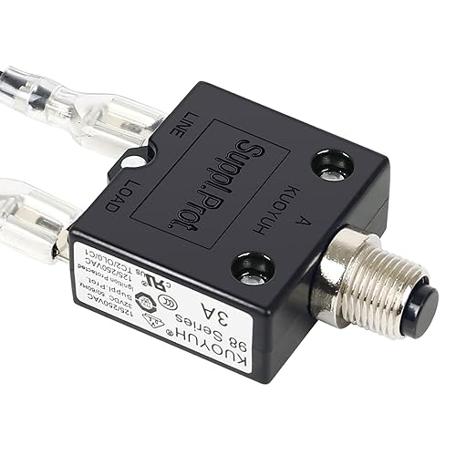 Miniatura 5 de Interruptor automático de 3 amperios con botón pulsador, comprobador de fusibles, reinicio manual de 32 V, protección de bajo voltaje con tapa